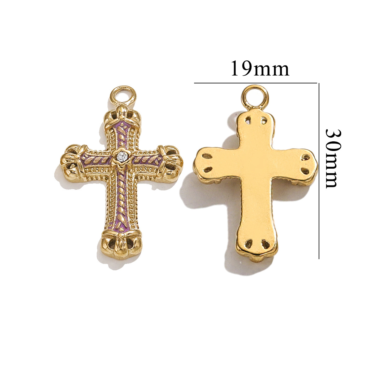 Yellow / 1 Piece Classic Retro Style Cross Shape Stainless Steel  Gold Color Women's Pendant Picture12